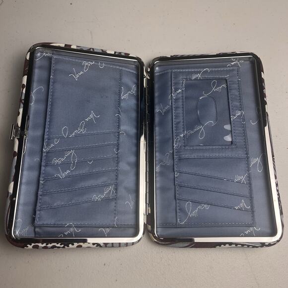 Vera Bradley Blooms Slate Wallet Hard Case Quilted Floral Blue Brown 8x5" - Picture 4 of 13